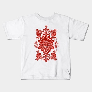 Damask in red Kids T-Shirt